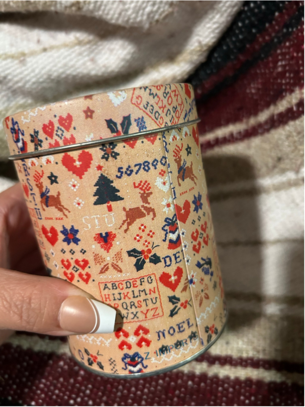 Unbranded Christmas Holiday Food Storage Tin Canister One Size Beige Red